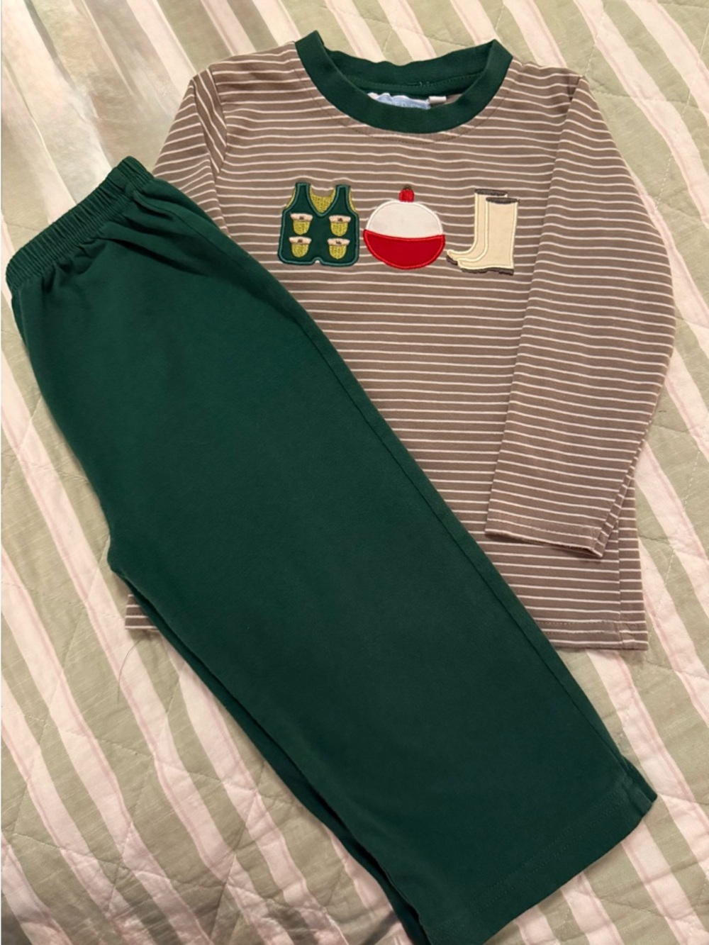 Trotter Street Kids Outfit Set | Long Sleeve Shirt & Pants | Holiday Train | EUC